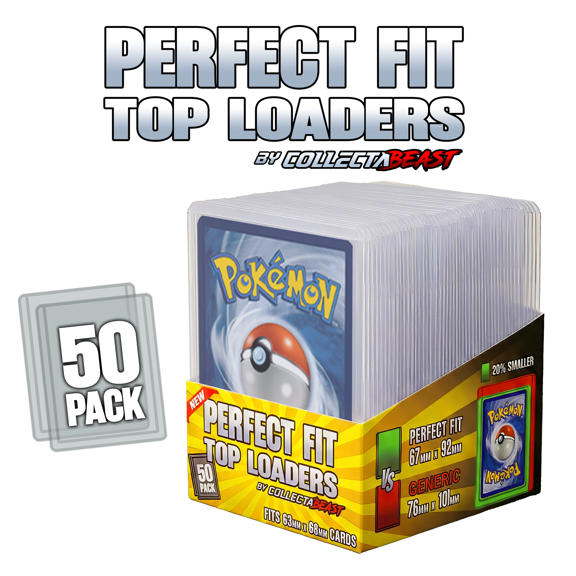 Perfect Fit Toploaders – Precision TCG Card Protectors (50 Pack)
